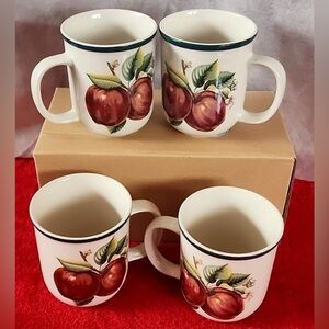 Casuals Collection by China Pearl Apple Design Ceramic Mugs - Set of 4